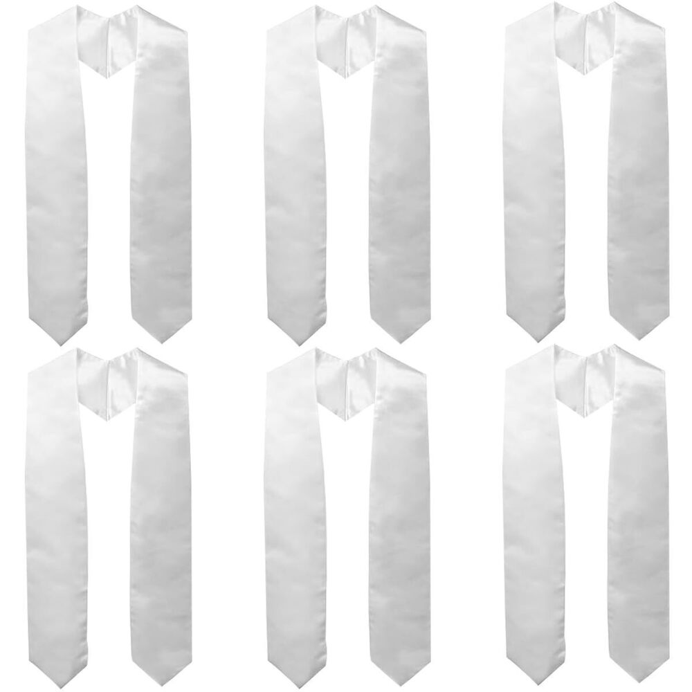 3850 6 Pack Unisex Adult Plain Graduation Stole Sash 72" Honor Stoles